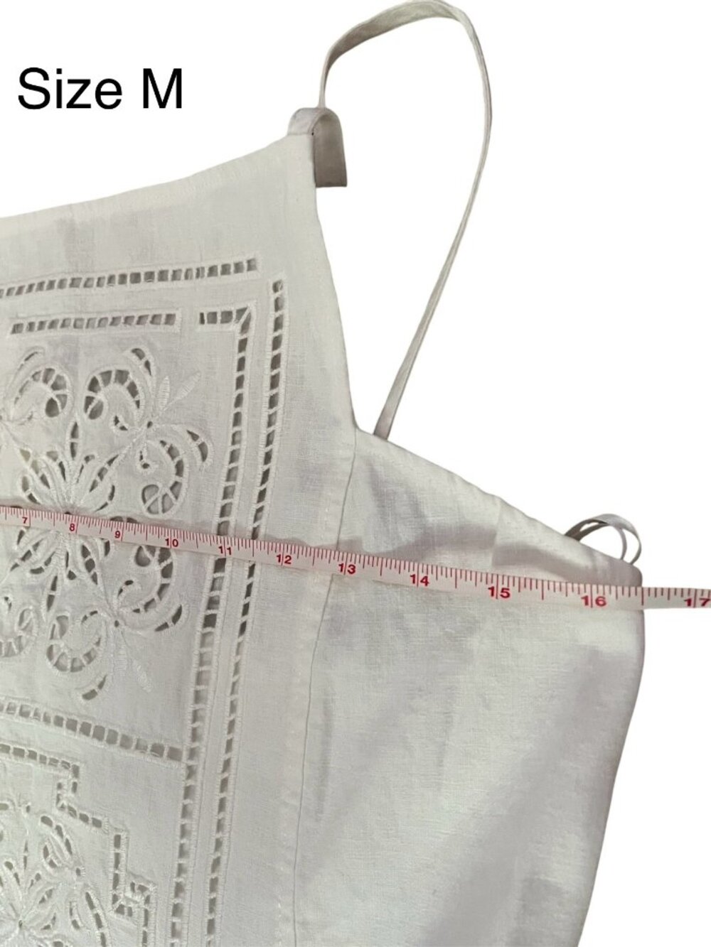 Zara ZW Collection Linen Blend Embroidered Dress Ecru Midi Straight Medium NWT - Picture 8 of 9